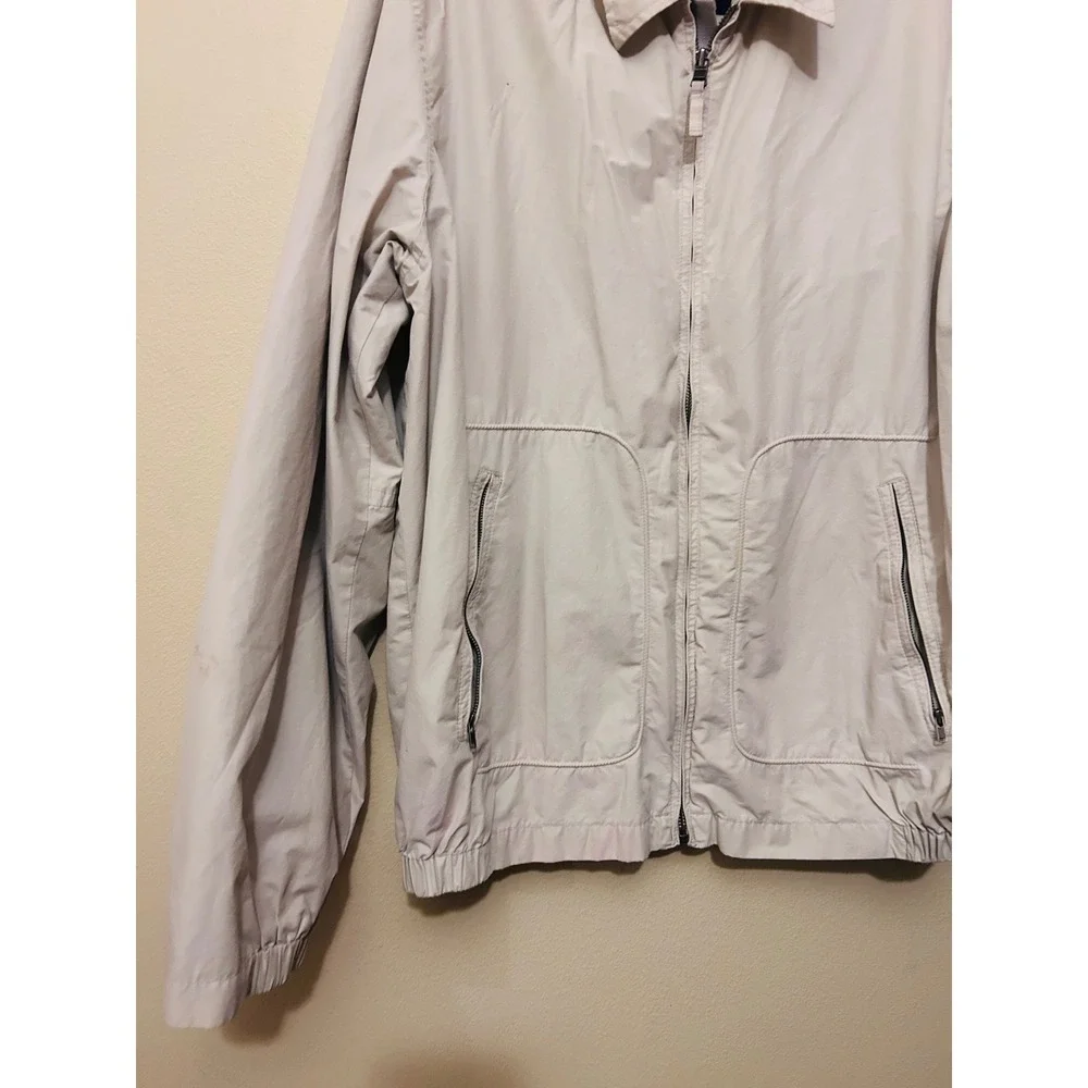 Nautica Harrington Jacket Mens XL Beige Good Zip Up Cotton Blend Windbreaker
